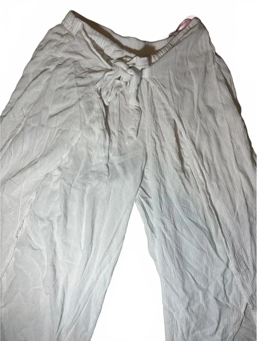 NWOT Wide Leg Flowy Wrap Pants - White Rayon - Medium